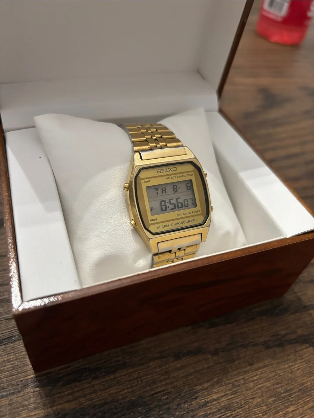 Seiko Gold Tone Digital Alarm Chronograph Watch